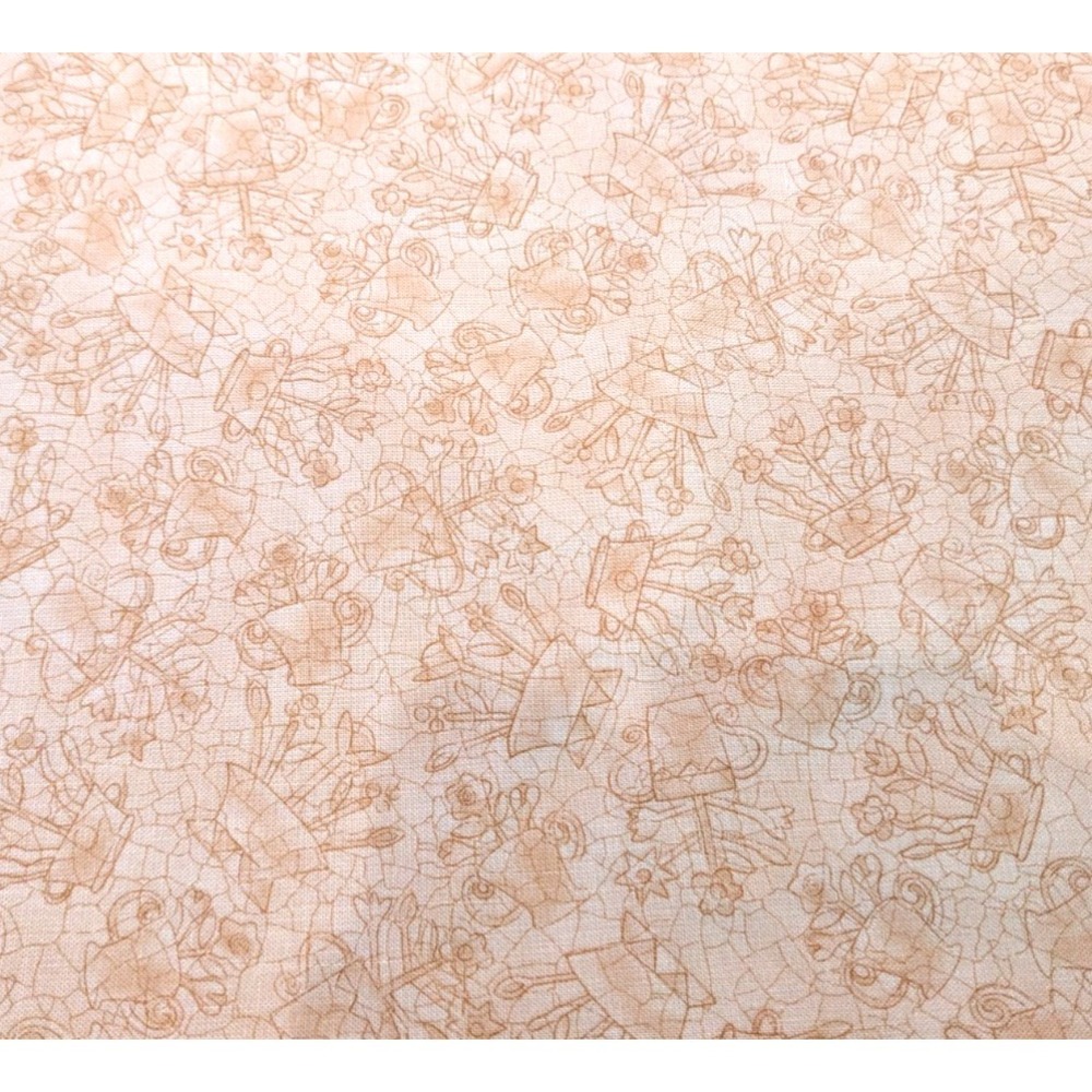 1.4‎ yd Tan Beige Garden Flower Kathy Schmitz Studio Moda Cotton Quilting Fabric